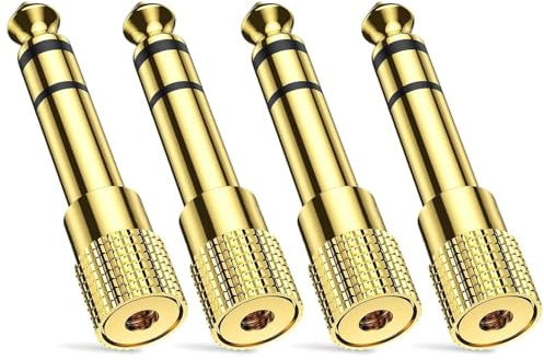 Kjzeex 4 Pack Headphone Adapter jack 6.35mm (1/4 inch) to 3.5mm (1/8 inch), 1/4 inch to 3.5mm Headphone Audio Jack Plug Adaptor