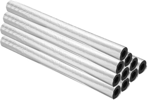 PATIKIL 9/16(15mm) ID 1-3/8(35mm) OD Pipe Insulation Foam Tube, 10Pcs 2Ft Self Adhesive Pre Slit Pipe Insulation Tube Cover Wrapping with Aluminum Foil for Outdoor Winter Irrigation