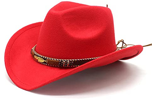 Qianderer Cowboyhut für Damen, Westernhut für Herren, Cowboy-Filzhut, verstellbarer Outdoorhut