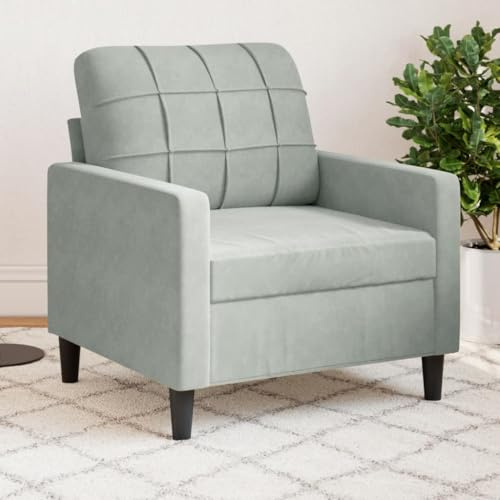 Willood Sessel Hellgrau 60 cm Samt Kunstleder Sofa Sofa Set geeignet für Schlafzimmer Wohnzimmer etc