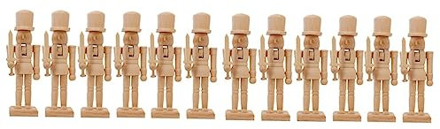 PRETYZOOM Lot De 2 Marionnettes Casse-Noisette en Bois Blanc De 12 Cm Jouet À Peindre Finition Lisse Décoration De Noël 6 Pièces X 2
