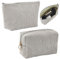 Makeup Bag Set in velluto a coste, 2 Beauty Case, Grigia Porta Trucchi, Piccola Borsa Trucco per Conservare e Trasportare Prodotti per La Cura Della Persona