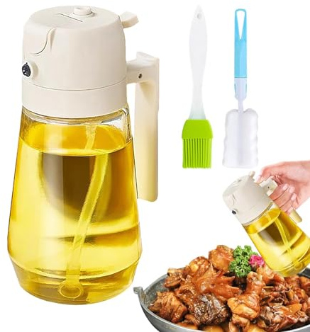 Botella de spray de aceite de cocina, Dispensador de aceite para spray de cocina - Botella de aceite en aerosol multifuncional 2 en 1 para cocinar | Botella pulverizadora de vidrio, dispensador de
