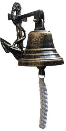 NM HANDISTRY Anchor Ship Bell – Campana grande para cena, campana decorativa de pared para uso en interiores y exteriores, timbre de puerta fuerte para el hogar, pub, oficina, escuela o últimos
