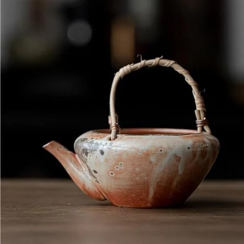 SdaryWare Set da teiera, Ciotola da tè Verde Cinese, Servizi da tè, Collezione di teiere in Rattan Giapponese, bollitore per la Preparazione del tè, teiera in Ceramica Cotta a Legna, i