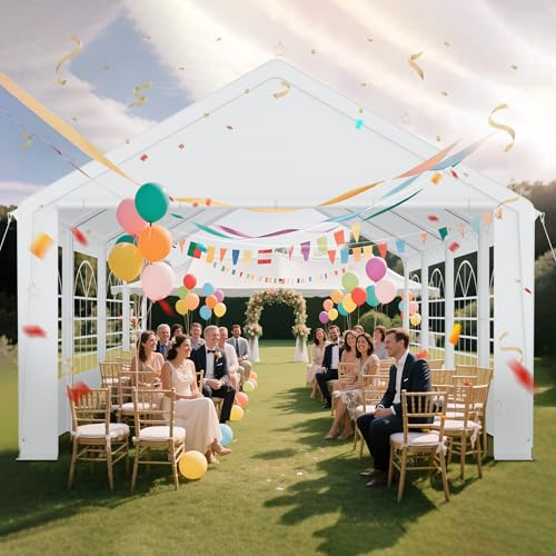 ACXIN Partyzelt 4x8 m mit PE-Plane 170g/m², Pavillon für Garten, Partyzelt wasserdicht mit Seitenteilen & Stahlrahmen, Hochzeitszelt Festzelt - Gartenzelt Zelt Pergola für Hochzeit & Events - Weiß