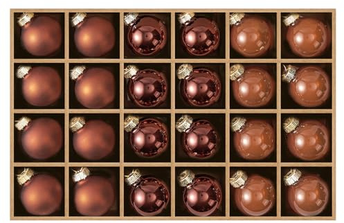 DN DECONATION Weihnachtskugeln Set 24Stück Braune Glas Christbaumkugeln 3cm | Weihnachtsbaum Deko Kugeln für Weihnachtsdeko, Herbst, Winter, Hochzeit & Party, Rustikale Weihnachtsbaumschmuck Kugeln