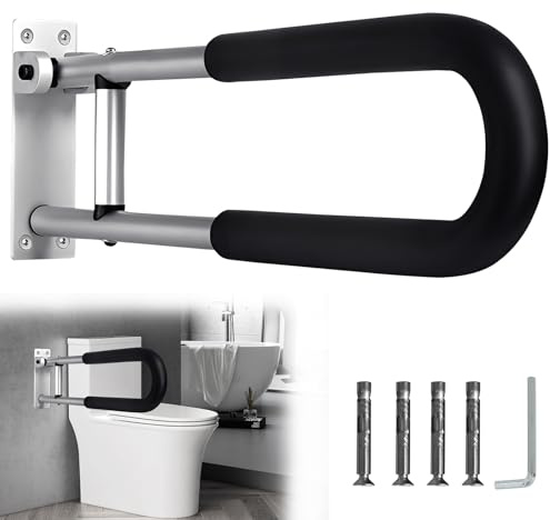 Haltegriff für Senioren, Klappbar Aufstehhilfe Toilette für Senioren | Behinderten WC Haltegriff 60CM, Rutschfest Handläufe für Die Toilettenpflege, Toilettenhaltegriff mit Tragfähigkeit 120KG