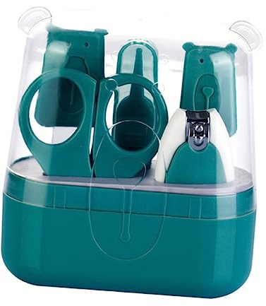 5-in-1 Babynagelpflegeset mit Cartoon Motiven für Kinder | Abs und Edelstahl, Abgerundete Klingen, Leicht zu Halten, mit Aufbewahrungsbox, Grün