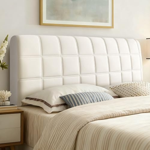 Songella Copri Testiera Letto Quadrate Copertura Testiere Letto Trapuntate Morbido Rivestimento per Camera da Letto Testiera Bianco Sporco 180cm