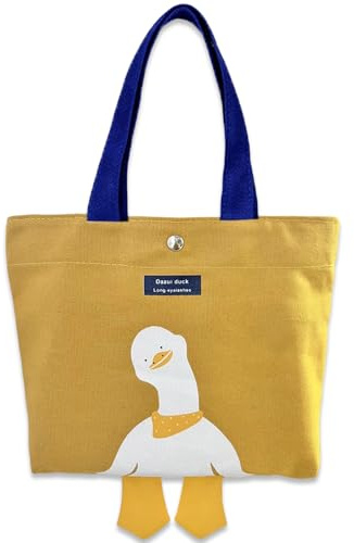 Canvas-Tragetasche mit Enten-Grafik Einkaufstasche, Jutebeutel Bedruckt & Stoffbeutel Bedruckt, Stylische Handtasche Damen, Praktische Stofftasche Geschenk für Freund, Mama & Kollegen, 29×22 cm