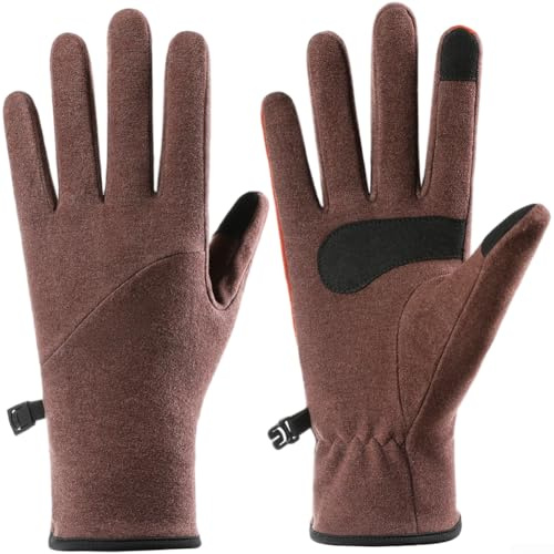 Whychstore 1Pair Self Heating Ski Gloves, Coldproof Touchscreen Ski Gloves, With Anti-slip Grip Breathable Moisture Wicking Fabric, For Men/Women (M Brown)