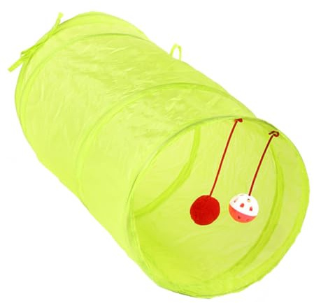 FIXOSHEE Faltbarer Katzentunnel Rascheltunnel Aus Strapazierfähigem Polyester Fluoreszierend Grün Für Katzen Und Kleine Haustiere Interaktives Katzenspielzeug