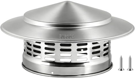 SWAWIS Ø 160mm Chapeau de Cheminée Rond en Acier Inoxydable | Chapeau de Pluie de Toit Capot de Cheminée Protection Contre Intempéries Ventilation Empêche Feuilles et Animaux d'Entrer