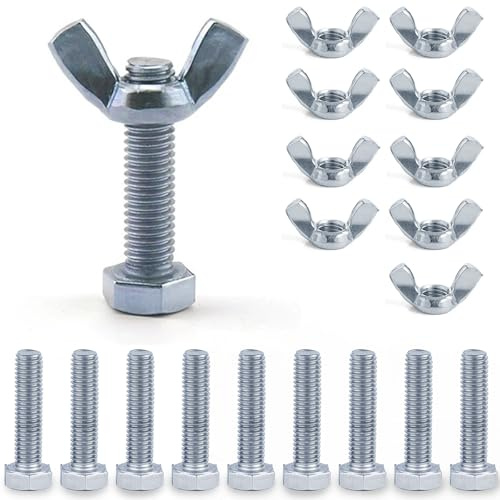 LEPEVNEY M8 Wing Nuts and Bolts Set – Zinc Plated Alloy Steel Butterfly Screws Secure Fastening，10Pcs M8*60mm
