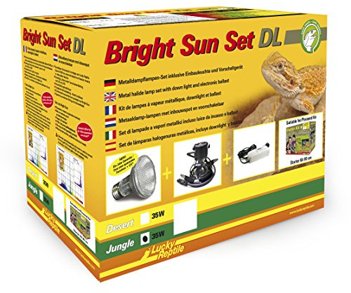 Lucky Reptile Bright Sun Set DL Jungle - 35 W Metalldampflampe inklusive Einbauleuchte & Vorschaltgerät - Reptilien Lampe mit Tageslichtspektrum - Terrarium Zubehör - UV-Set in weiß 1 Stück (1er Pack)