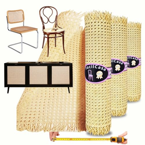 FacilCasa - Rollo de Rejilla Mimbre 100% Natural Primera Calidad, Ideal para restauración de sillas o decoración de muebles y armarios, muy elástica, tejida a mano cm 46 x 90