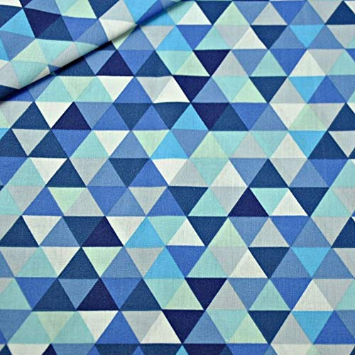 Pingianer 100 x 160 cm, trianglar, pyramid, 100 % bomull, bomullstyg, barn, metervara, hantverk, sömnad, tyg (trianglar, blå vit, 100 x 160 cm (11,99 €/m))