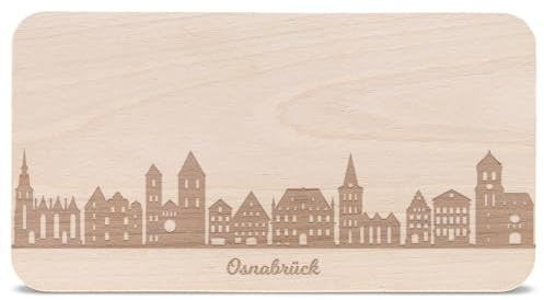 GRAVURZEILE Frühstücksbrettchen mit Gravur - Skyline Osnabrück - Holz Schneidebrett Vesperbrett Brotzeitbrett - Geschenk für Stadtverliebte - Ideal auch als Souvenir