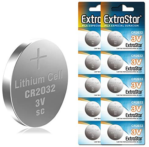 Extrastar Lot de 10 piles bouton CR2032 3 V