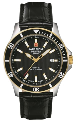 Swiss Alpine Military Herren Uhr Analog Quarz 7022.1 Leder