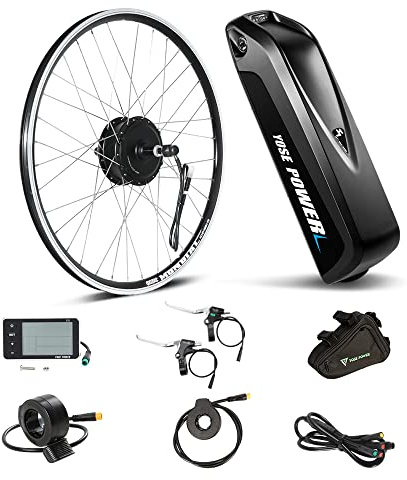 YOSE POWER Ebike Umbausatz 36V350W 27,5 Heckmoter Elektrofahrrad Conversion Kit 27,5'' für Schraubritzel Freewheel mit Integrierte Controller 36V13Ah Batterie