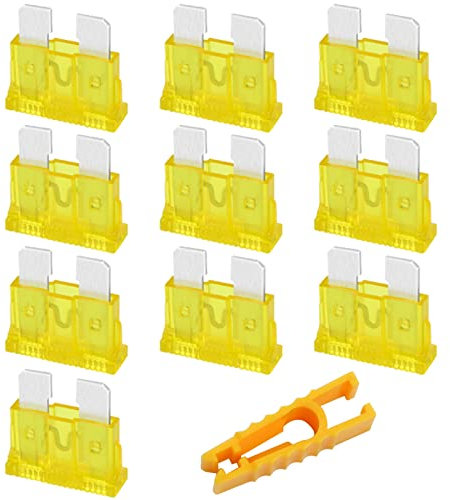 JatilEr 10 Piezas Fusibles Estándar 12v 20A con Extractor para Coche/Camper/Camión/Moto/Barco