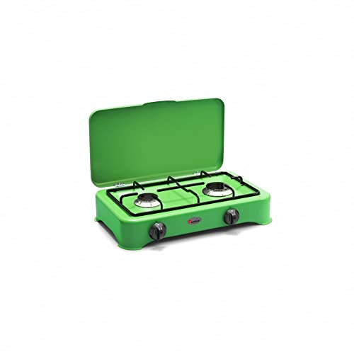 CFParker Réchaud 2 feux à gaz méthane pour usage extérieur Vert pomme Made in Italy - 5326VSPGPm