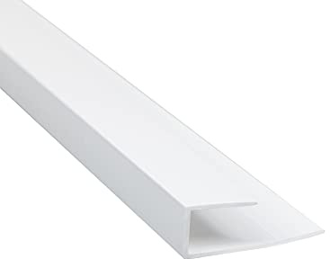 NRG 2.7m Long 8mm Thick End Cap Trim Silver for Bathroom Shower Wall Panels Cladding 'U' Profile-White