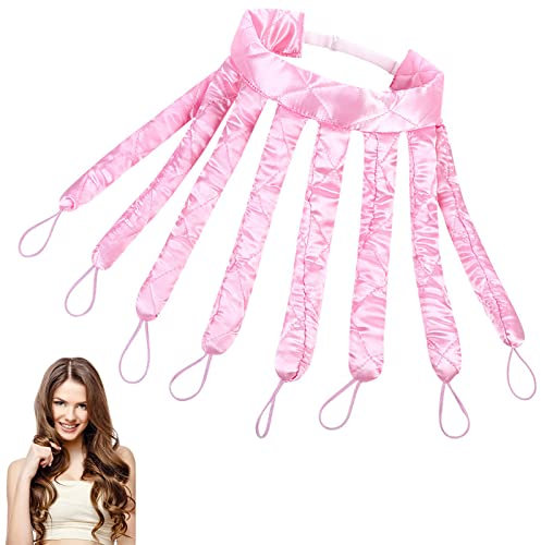 Heatless Curling Rod,Octopus Heatless Curling Rod Headband,Soft No Heat Hair Curlers,No Heat Wave Hair Curlers Styling Tools,for Overnight DIY Hair Styling Tools (Pink)