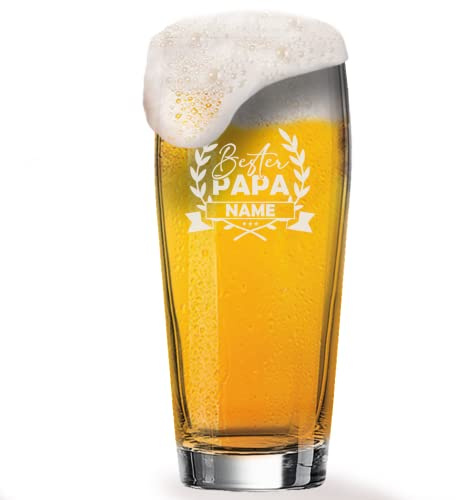 GRAVURMACHER® Bierglas mit Gravur - Willi Becher 0,5l - Für den besten Papa der Welt - Geschenk zum Vatertag - Geburtstagsgeschenk als Mann (Vatertag Motiv 01)