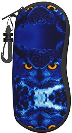 MOLIAE Unisex-Brillenetui, Eulen-Design, Schutzhülle für Brillen, Sonnenbrillen, weiches Etui, Brillenetui, Schwarz, Einheitsgröße