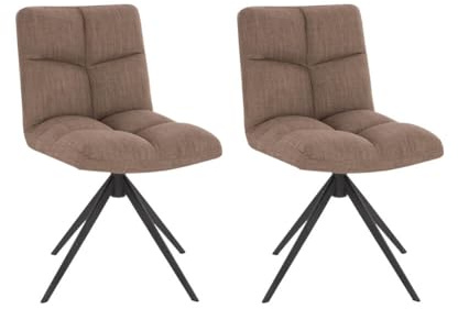 Home Deluxe - Esszimmerstuhl NODA - 2er Set, Farbe: Grau/Braun - 360 Grad drehbar, weiche Polsterung, bis 120 kg belastbar I Küchenstuhl Speisestühle Esszimmerstühle