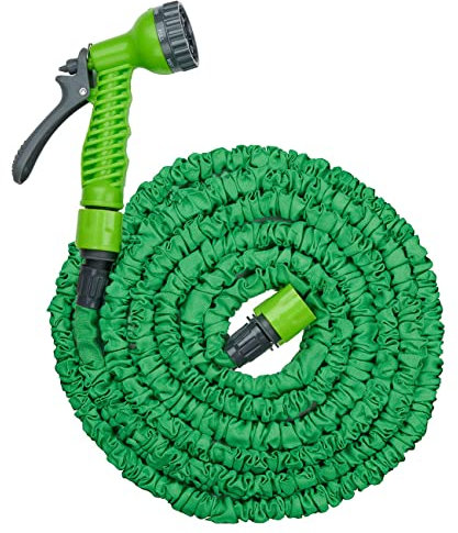 Flexibler Gartenschlauch, Sprühkopf Multifunktionsdüse mit 7 Funktionen, dehnbar bis max. 10m