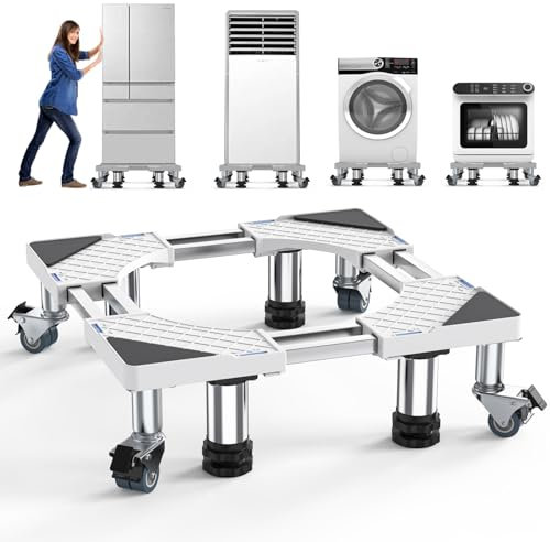 DEWEL Socle Lave Linge Base de Machine à Laver Réglable Support Charge Maximale 500KG Longueur Réduction du Brit Effec,Adjustable 54.5-67 cm, 13.5 cm