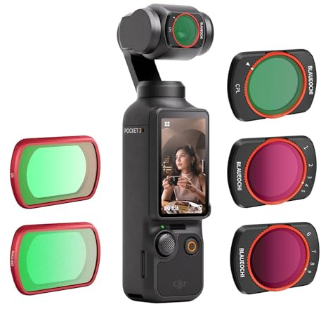 BLAUOCHI Magnetic Variable ND Filter Set Compatible with DJI OSMO Pocket 3, 5 Pack UV/Black MIST/CPL/VND2-32(1-5 Stop)/ VND64-512(6-9 Stop) Neutral Density Filter for DJI Pocket 3