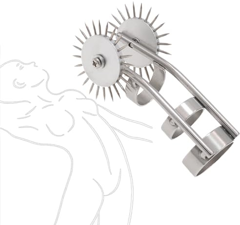 Microneedling Hautroller,Nadelroller zur prickelnden Stimulation,SM Gear Roller Massage Tools,Ohyesbae Stainless Steel Wheel Gear Roller Stimulator,SM Fetish Slave Roleplay Adult Erotic Toys (silbrig)