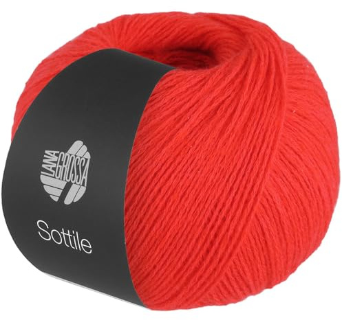LANA GROSSA Sottile | Zarte Netzgarnstruktur aus Baumwolle, gefüllt mit feinen Merinofasern | Handstrickgarn aus 85% Baumwolle & 15% Schurwolle (Merino) | 50g Stricken & Häkeln | 250m Garn FB4