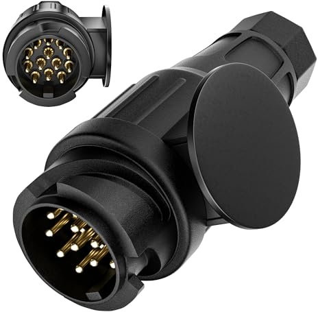 XoiesLAuto 13 Pin Trailer Plug Towing Adaptor-12V Waterproof Trailer Electric Adaptor Tow Connector for Trailer Truck RV Caravan Towing Caravan Tractor