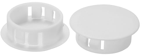 PATIKIL 28 mm (1,1) Plastique Trou Bouchons, 20pcs Affleurant Type Rond Trou Bouchons Couvercle Enclencher Verrouillage Trou Tube pour Table Cuisine Armoire Meuble, Blanc