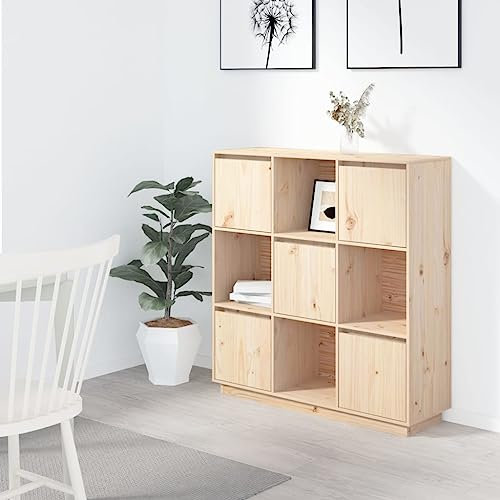 HETFTJN Highboard, Schuhschrank Schmal Büroschrank Besenschrank Badezimmerschränke Geeignet für Office Entrance Dorm Wohnzimmer 110,5x35x117 cm Massivholz Kiefer