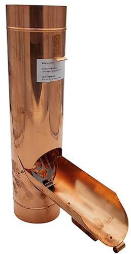 zbs24 Regenrohrklappe 100mm in Kupfer mit Laubsieb, konische Bauform für einen mühelosen Einbau