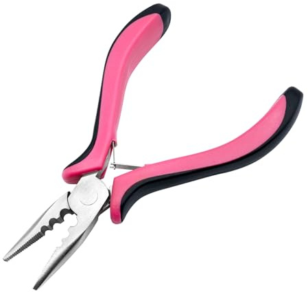 Ainkou Hair Extension Pliers, 3-Hole Mini Nano Bead Extension Tool, Pink | Easily Apply Micro or Nano Ring Hair Pliers, Light and Portable, Easy to Operate, Professional Hair Extensions Tool
