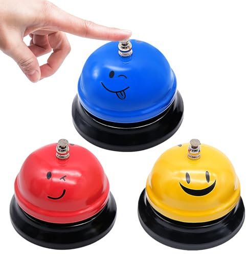 3 campanelle di servizio, piccole campane da scrivania, in metallo, per banconi, reception, ristorante, cena, ufficio, hotel