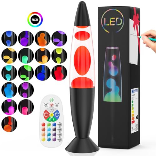 Soarling 17 Colour Changing Night Light, 13.5 Liquid Motion Lamp with Remote Control, Bedroom Lamp for Kids and Adults, Decor Mood Lighting for Christmas, Birthday, Party, Black