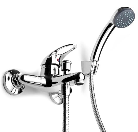 Badewannenarmatur mit Handbrause (Brauseschlauch) Wannen Armatur Badarmatur Küchenarmatur Badewanne Badezimmerarmatur Wasserhahn Waschbeckenrmatur Einhebelmischer mit Handbrause (Klassisch)
