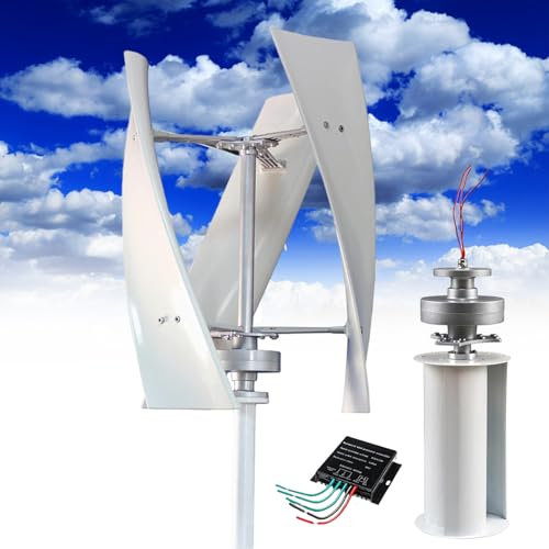 Fablestoryem Generatore Eolico Verticale da 14000W Kit Energia Eolica 12V 24V 48V 110V 220V 3 Pale con Controller Kit Turbina Eolica per Integrazione Energetica Domestica,White-220V