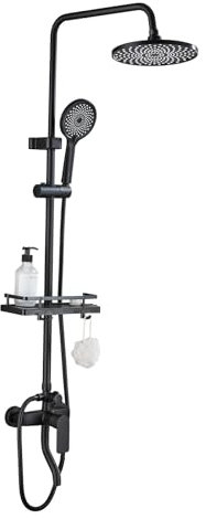 sunrik Colonna Doccia Nero, Doccia idromassaggio, Colonna Doccia con Soffione, Set Doccia Completo con Miscelatore