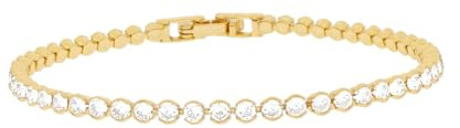 TDBSOQI 14K Gold Plated 2mm Cubic Zirconia Round Tennis Bracelet Dainty Gold Bracelets for Women Wedding Bridal Jewelry Size 6.5+1