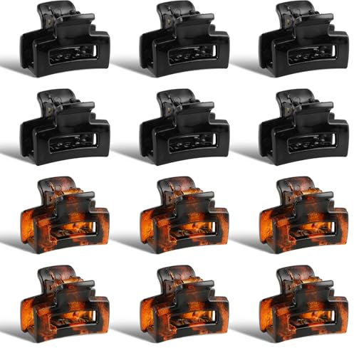 Gjinxi Haarklammern 12 Stück Quadratische Haarklammer Für Frauen Haarspangen Kleine Rechteckige Klammer Matt Starker Halt Rutschfeste Klammern Matte Haarnadeln Rutschfeste Acrylklammer für Dünnes Haar